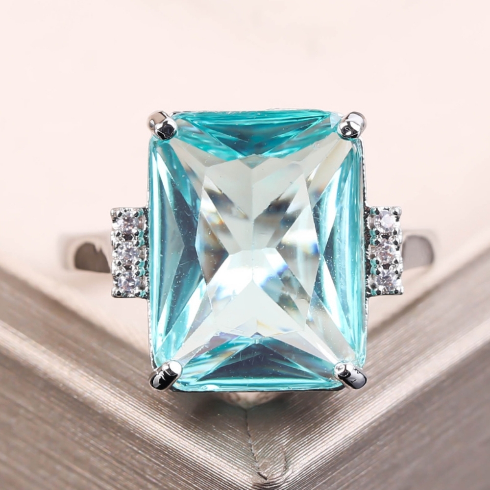 NEW AQUAMARINE S925 STERLING SILVER RING